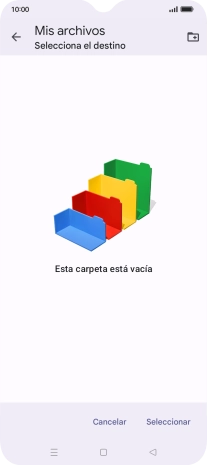 Si deseas crear una nueva carpeta, pulsa el icono de nueva carpeta y sigue las indicaciones de la pantalla para crearla. Si deseas crear una nueva carpeta, pulsa el icono de nueva carpeta y sigue las indicaciones de la pantalla para crearla.