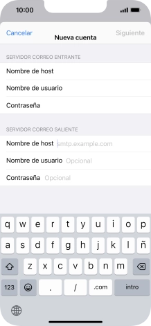 Pulsa Nombre de host e introduce smtp.vodafone.es. Pulsa Nombre de host e introduce smtp.vodafone.es.
