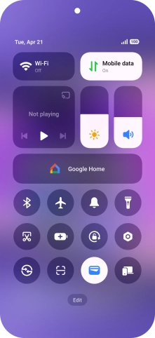 Press the flight mode icon to turn the function on or off.