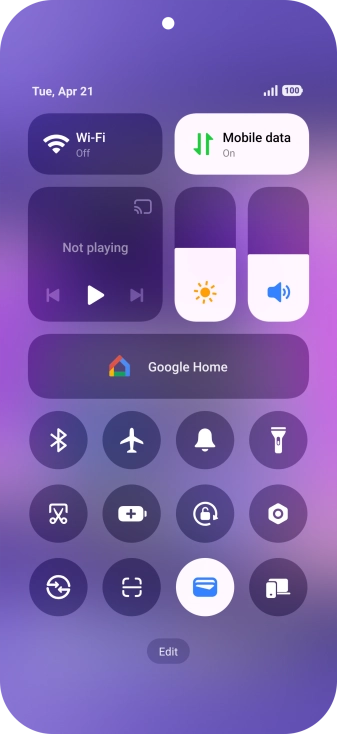 Press the flight mode icon to turn the function on or off.