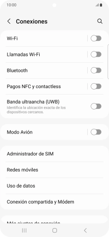 Pulsa Conexión compartida y Módem.