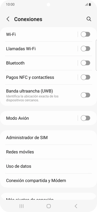 Pulsa Conexión compartida y Módem.