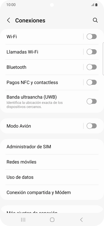 Pulsa Conexión compartida y Módem.