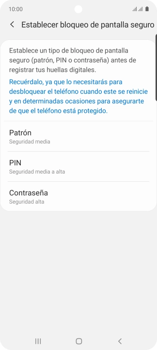 Pulsa el código de seguridad deseado y sigue las indicaciones de la pantalla para crear un código de seguridad del teléfono adicional. Pulsa el código de seguridad deseado y sigue las indicaciones de la pantalla para crear un código de seguridad del teléfono adicional.