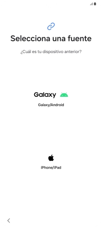 Pulsa el ajuste deseado y sigue las instrucciones de la pantalla para transferir el contenido del otro teléfono. Pulsa el ajuste deseado y sigue las instrucciones de la pantalla para transferir el contenido del otro teléfono.