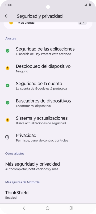 Pulsa Más seguridad y privacidad. Pulsa Más seguridad y privacidad.