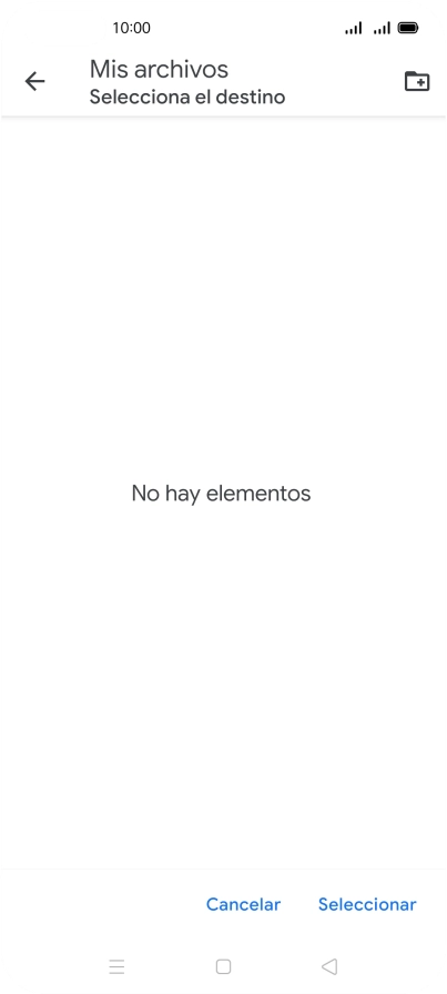 Si deseas crear una nueva carpeta, pulsa el icono de nueva carpeta y sigue las indicaciones de la pantalla para crearla.