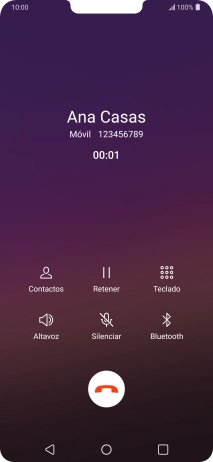 Pulsa el icono de finalizar llamada. Pulsa el icono de finalizar llamada.