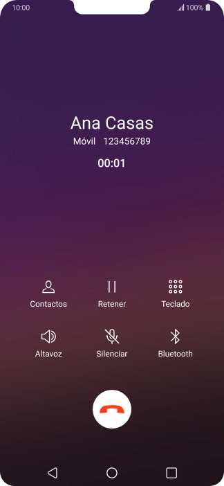 Pulsa el icono de finalizar llamada. Pulsa el icono de finalizar llamada.