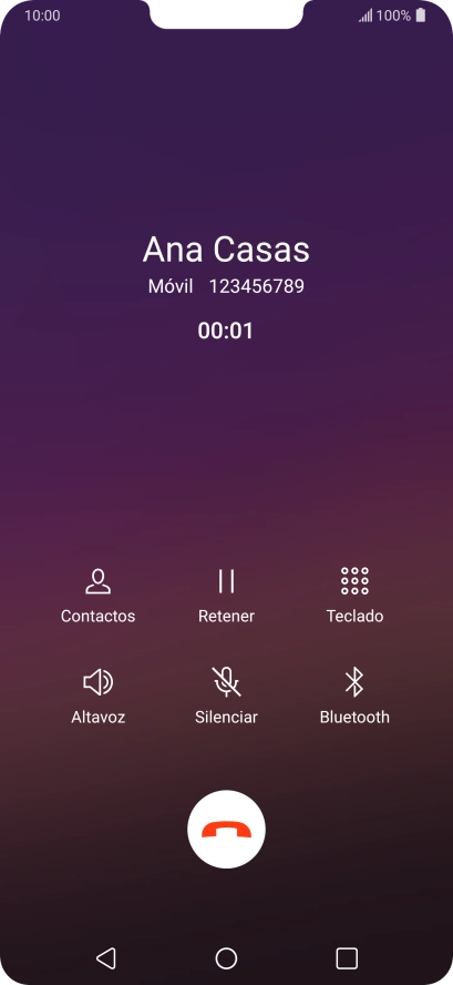 Pulsa el icono de finalizar llamada. Pulsa el icono de finalizar llamada.