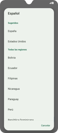 Pulsa el país o el área deseados.