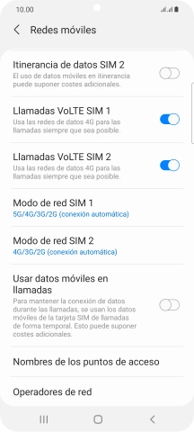 Pulsa Nombres de los puntos de acceso. Pulsa Nombres de los puntos de acceso.