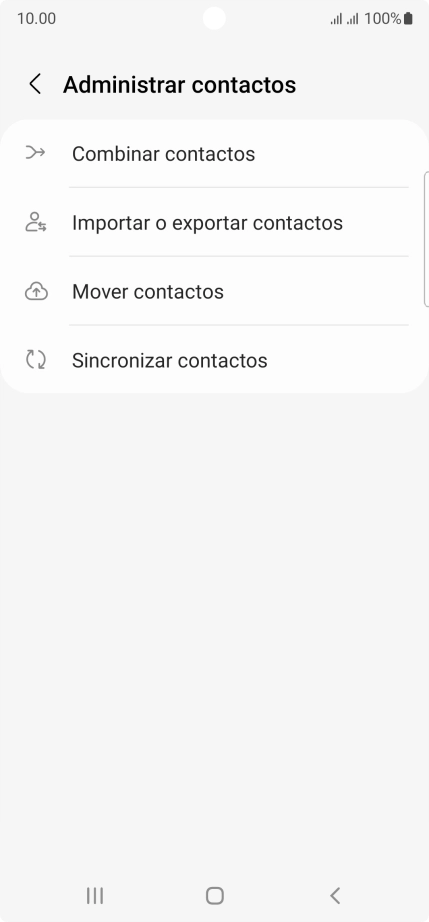 Pulsa Importar o exportar contactos. Pulsa Importar o exportar contactos.