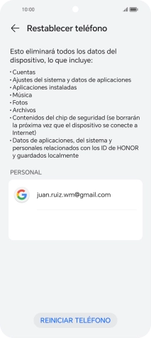 Pulsa REINICIAR TELÉFONO. Pulsa REINICIAR TELÉFONO.