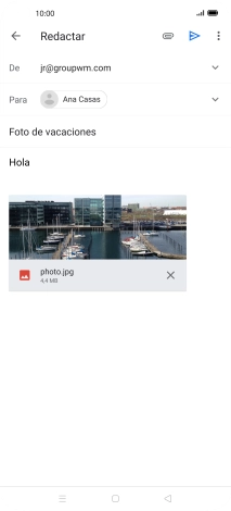 Pulsa el icono de envío cuando termines de escribir el correo electrónico. Pulsa el icono de envío cuando termines de escribir el correo electrónico.