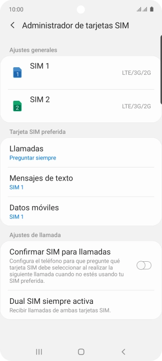 Pulsa la tarjeta SIM deseada. Pulsa la tarjeta SIM deseada.