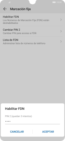 Introduce el código PIN2 y pulsa ACEPTAR. Introduce el código PIN2 y pulsa ACEPTAR.