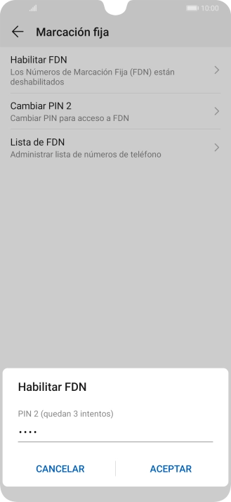 Introduce el código PIN2 y pulsa ACEPTAR. Introduce el código PIN2 y pulsa ACEPTAR.