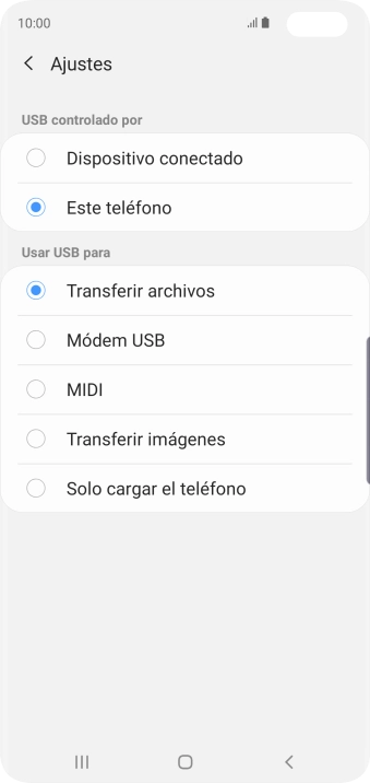 Pulsa Transferir archivos para activar la función. Pulsa Transferir archivos para activar la función.