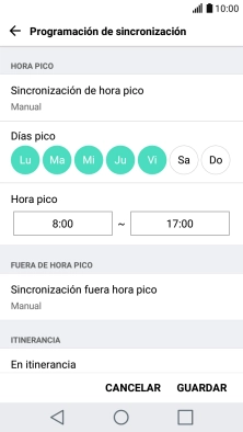 Pulsa Sincronización de hora pico. Pulsa Sincronización de hora pico.