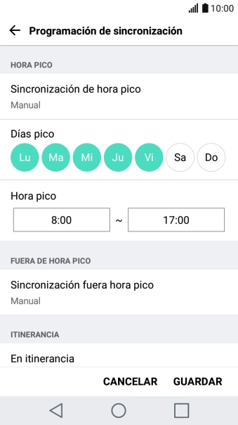 Pulsa Sincronización de hora pico. Pulsa Sincronización de hora pico.