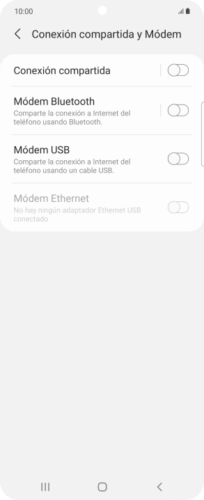 Pulsa Conexión compartida.