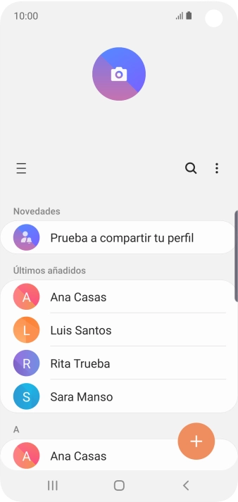 Pulsa el icono de nuevo contacto. Pulsa el icono de nuevo contacto.