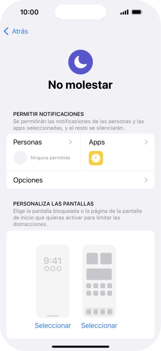 Pulsa Personas y sigue las indicaciones de la pantalla para seleccionar de qué contactos quieres recibir llamadas y notificaciones cuando No molestar está activado. Pulsa Personas y sigue las indicaciones de la pantalla para seleccionar de qué contactos quieres recibir llamadas y notificaciones cuando No molestar está activado.
