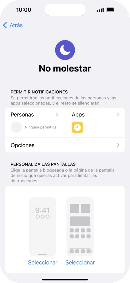 Pulsa Personas y sigue las indicaciones de la pantalla para seleccionar de qué contactos quieres recibir llamadas y notificaciones cuando No molestar está activado. Pulsa Personas y sigue las indicaciones de la pantalla para seleccionar de qué contactos quieres recibir llamadas y notificaciones cuando No molestar está activado.