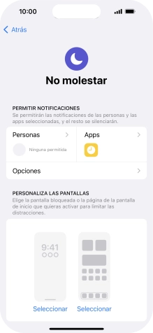 Pulsa Personas y sigue las indicaciones de la pantalla para seleccionar de qué contactos quieres recibir llamadas y notificaciones cuando No molestar está activado. Pulsa Personas y sigue las indicaciones de la pantalla para seleccionar de qué contactos quieres recibir llamadas y notificaciones cuando No molestar está activado.