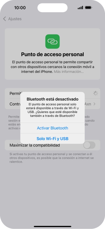 Si la función de wifi está activada, pulsa Solo Wi-Fi y USB.