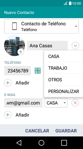 Pulsa el tipo de correo electrónico deseado. Pulsa el tipo de correo electrónico deseado.