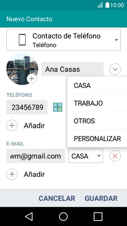 Pulsa el tipo de correo electrónico deseado. Pulsa el tipo de correo electrónico deseado.