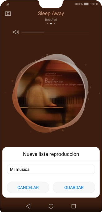 Introduce el nombre deseado de la lista de reproducción y pulsa GUARDAR. Introduce el nombre deseado de la lista de reproducción y pulsa GUARDAR.