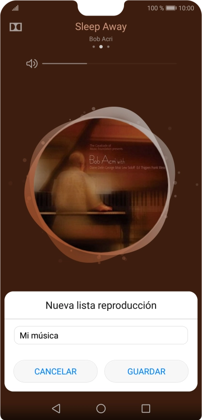 Introduce el nombre deseado de la lista de reproducción y pulsa GUARDAR. Introduce el nombre deseado de la lista de reproducción y pulsa GUARDAR.