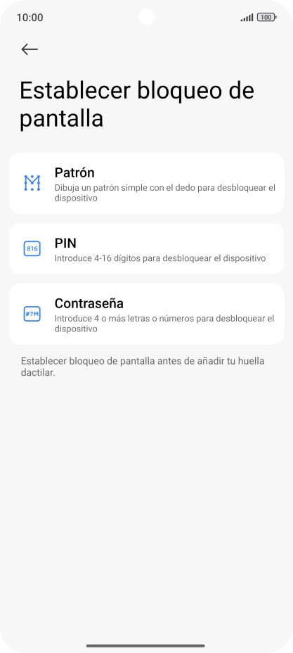 Pulsa el código de seguridad deseado. Pulsa el código de seguridad deseado.