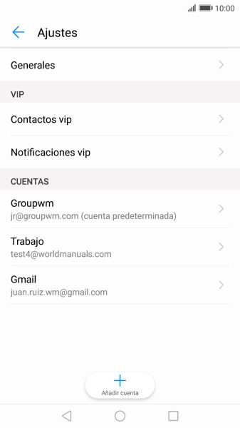 Pulsa la cuenta de correo electrónico deseada.