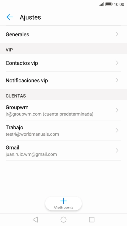 Pulsa la cuenta de correo electrónico deseada.