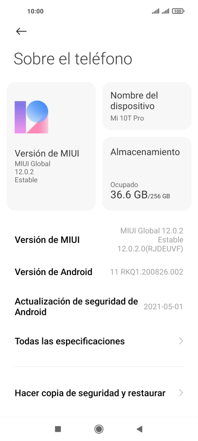 Pulsa Versión de MIUI. Pulsa Versión de MIUI.