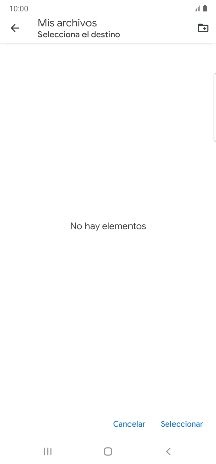 Si deseas crear una nueva carpeta, pulsa el icono de nueva carpeta y sigue las indicaciones de la pantalla para crearla. Si deseas crear una nueva carpeta, pulsa el icono de nueva carpeta y sigue las indicaciones de la pantalla para crearla.
