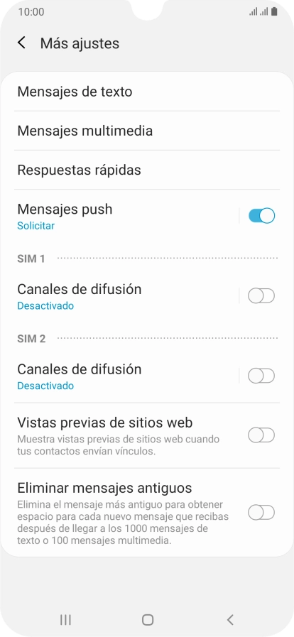 Pulsa Mensajes de texto. Pulsa Mensajes de texto.