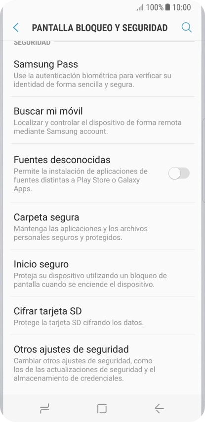 Pulsa Otros ajustes de seguridad. Pulsa Otros ajustes de seguridad.