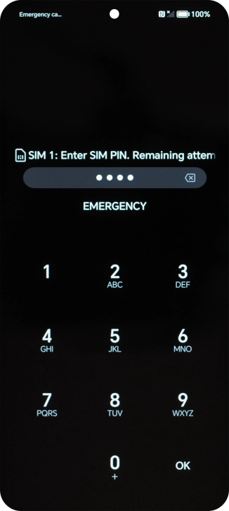 Si es necesario desbloquear la tarjeta SIM, introduce el código PIN y pulsa OK.