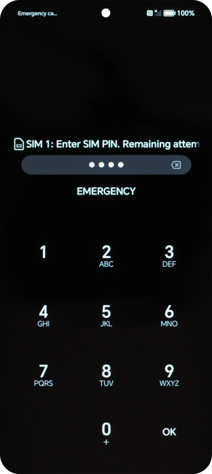 Si es necesario desbloquear la tarjeta SIM, introduce el código PIN y pulsa OK.