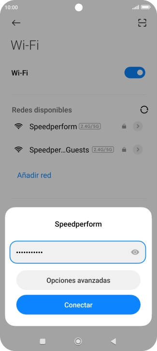 Introduce la contraseña de la red wifi y pulsa Conectar. Introduce la contraseña de la red wifi y pulsa Conectar.