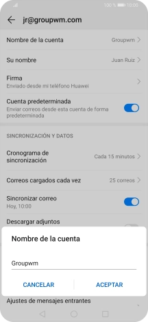 Introduce el nombre de la cuenta y pulsa ACEPTAR. Introduce el nombre de la cuenta y pulsa ACEPTAR.