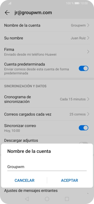 Introduce el nombre de la cuenta y pulsa ACEPTAR. Introduce el nombre de la cuenta y pulsa ACEPTAR.