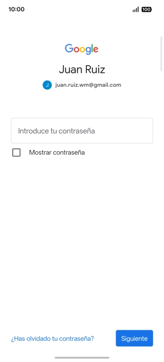 Pulsa Introduce tu contraseña e introduce la contraseña de tu cuenta de Google. Pulsa Introduce tu contraseña e introduce la contraseña de tu cuenta de Google.