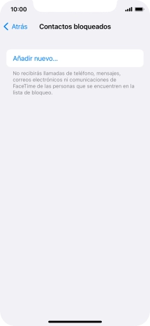Pulsa Añadir nuevo... y sigue las indicaciones de la pantalla para bloquear un contacto. Pulsa Añadir nuevo... y sigue las indicaciones de la pantalla para bloquear un contacto.