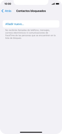 Pulsa Añadir nuevo... y sigue las indicaciones de la pantalla para bloquear un contacto. Pulsa Añadir nuevo... y sigue las indicaciones de la pantalla para bloquear un contacto.